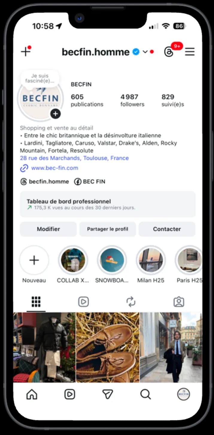 Post Instagram pour Bec Fin - photographie produit
